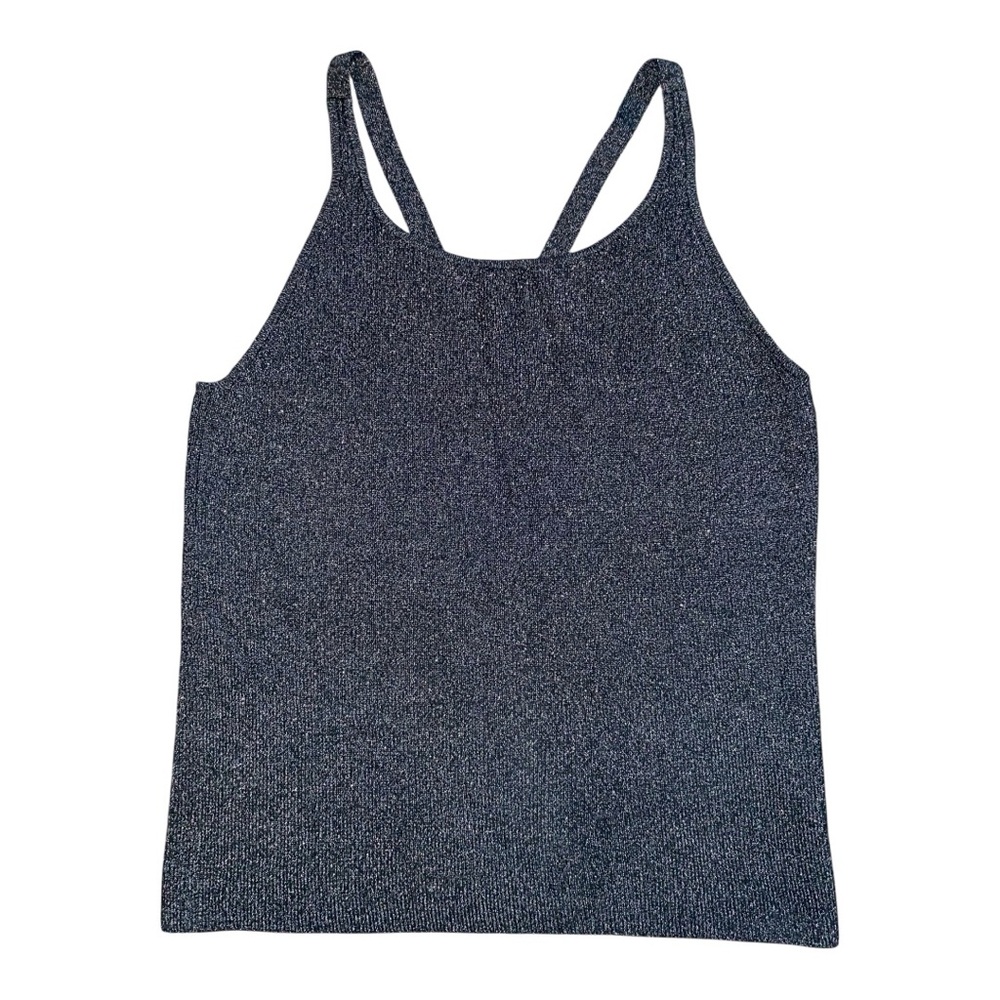 NEW Banana Republic Lurex Dark Gray Black Racerback Tank Top sz M